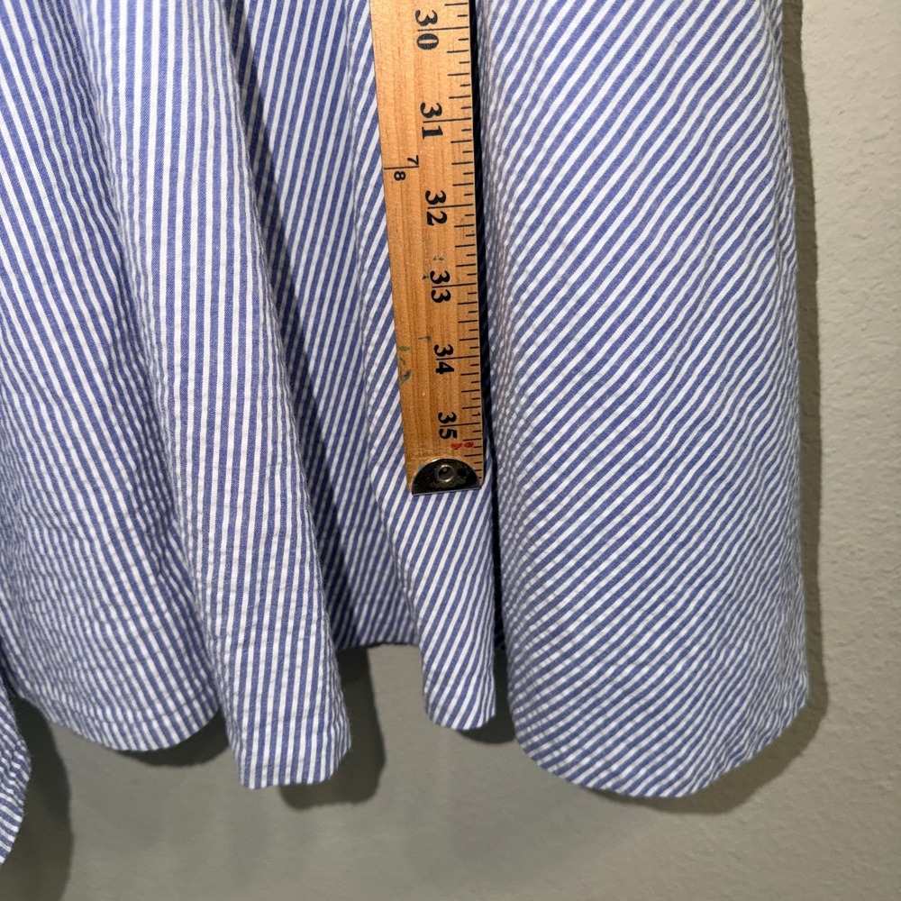 Polo Ralph Lauren Fit Flare Seersucker Dress Womens 2 Blue White Striped Coastal - Picture 12 of 12